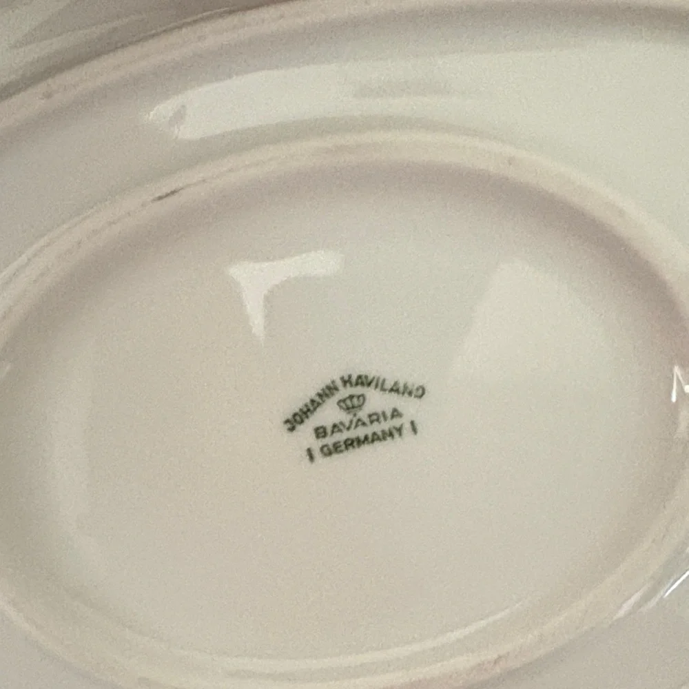 John Haviland Gravy Boat Attached Underplate Blue Garland Bavaria Backstamp - Picture 7 of 9